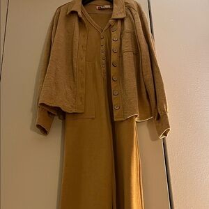 FP Beach XS/TP Mustard Jumpsuit with Matching Shirt Jacket